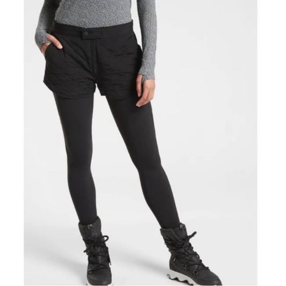 Athleta Apres Ski Short Black Size 8 New Toasty Buns Insulated Womens Winter - Picture 1 of 7